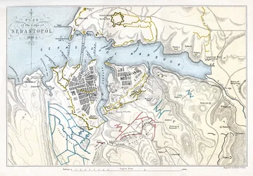 Karte, die die Belagerung von Sewastopol zeigt, Krimkrieg, 1854-1855, 1893