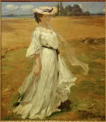 Frau in Bodenseelandschaft