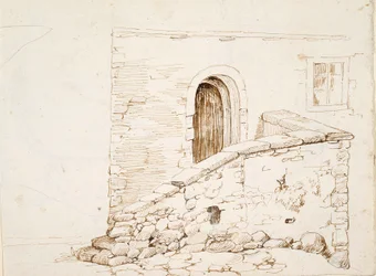 Italienische Hausmauer und Tür
