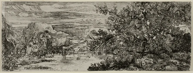 Die Heilige Familie an einem Teich