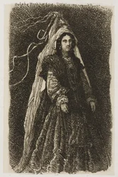 Frau in fantastischem mittelalterlichem Kostüm