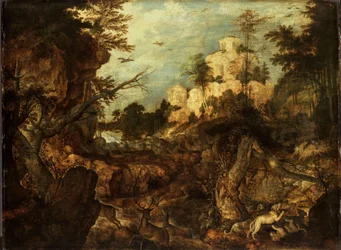 Wildschweinjagd in einer felsigen Landschaft