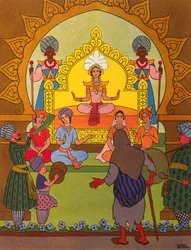 Pari Banou auf einem goldenen Thron, Illustration für 
