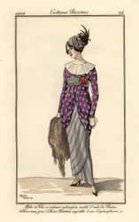 Frau im Teekleid, Hüllenkleid und Turban