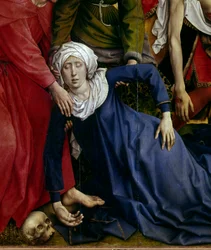 Kreuzabnahme. Detail (Detail) der ohnmächtigen Jungfrau. Altarbild von Rogier van der Weyden (1400-1464) 1435 Madrid, Museo del Prado