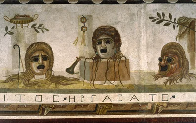 „Asarotos“ (ungesäuberter Boden) Fragmente eines Mosaiks signiert von Harakliton aus Rom, 2. Jahrhundert n. Chr., Rom