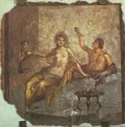 Bankettpaar mit einem Sklaven, aus Herculaneum