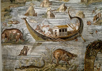 Detail des Nilotischen Mosaiks von Preneste (Palestrina) aus dem Heiligtum der Göttin Fortuna Primigenia, 80 v. Chr.