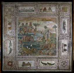 Nilpferdjagd am Nil (Mosaik)