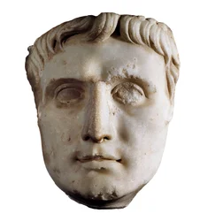 Maske von Kaiser Augustus (Caius Julius Caesar Octavianus Augustus), 63 v. Chr. - 14 n. Chr. (Marmorskulptur)