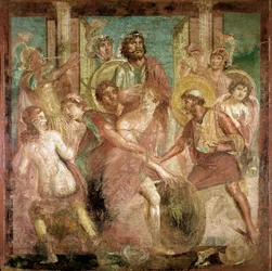 Odysseus findet Achilles unter den Töchtern des Lykomedes (Fresko, 2. Jahrhundert n. Chr.)