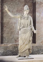 Pallas de Velletri, Statue der behelmten Athena, römische Kopie eines griechischen Originals, zugeschrieben Alkamenes oder Cresilas, ca. 420-10 v. Chr.