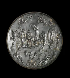 Patere de Parabiago, silbernes Ritualgefäß, das den Triumph von Attis und Kybele auf einem von Löwen gezogenen Wagen darstellt, 4. Jahrhundert
