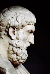 Porträt des Epikur (341 bis etwa 270 v. Chr.), griechischer Philosoph - Marmorbüste - Rom, Musei Capitolini