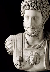 Römische Kunst: Der römische Kaiser Commodus (161-192), Marmorbüste, Musei Capitolini, Rom, Italien