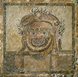 Römische Kunst: Römische Theatermaske. Mosaik aus Ampurias (Empurias). 2. Jahrhundert n. Chr. Spanien, Museo di Ampurias