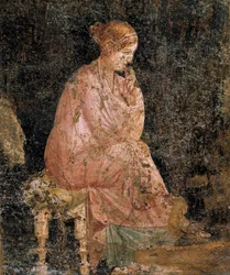 Sitzende Frau, Detail eines Freskos aus Pompeji