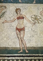 Junger Römer bei körperlichen Übungen (Detail eines Mosaiks)