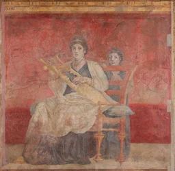 Sitzende Frau, die eine Kithara spielt, ca. 50-40 v. Chr.