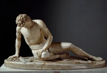 Sterbender Gallier - Der sterbende Galater - Römische Kunst: „Der sterbende Gallier oder sterbende Galater“. Ein keltischer Krieger liegt im Todeskampf. Römische Skulptur nach einem griechischen Original. Rom, Kapitolinische Museen