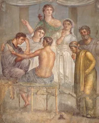Fresko, das Admetos und Alkestis darstellt, aus der Basilika in Herculaneum, Kampanien, römische Zivilisation