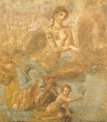 Fresko mit Orestes, Pylades und Iphigenie, aus dem Haus der goldenen Amorini, Pompeji, Kampanien, römische Zivilisation