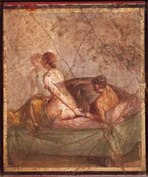 Fresko mit erotischem Motiv, aus Pompeji, Italien