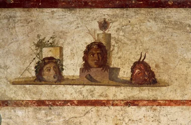 Fresko mit drei Köpfen, Haus des Caius Julius Polybius, Pompeji (UNESCO-Welterbe)