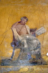 Griechischer Dichter Menander, Fresko aus dem Haus des Menander, Pompeji (UNESCO-Welterbeliste)