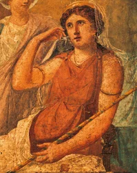Hera, Detail des Freskos Folter von Issone, Haus der Vettii, Pompeji, Kampanien, Römische Zivilisation