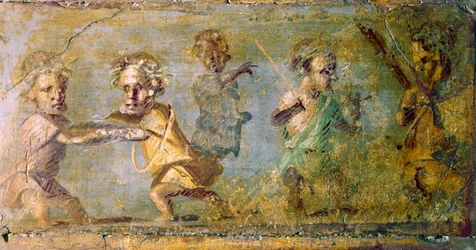 Pompeji. Die Jagd der Zwerge. Fresko. Nationalmuseum Neapel