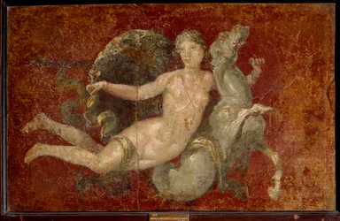 Römische Kunst: Eine Frau reitet auf einem Seepferdchen