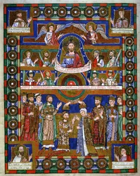Krönung Heinrichs des Löwen und seine Hochzeit mit Mathilde, aus dem Evangeliar Heinrichs des Löwen