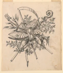 Trophäe mit geflügelter Sanduhr, 1830–1850
