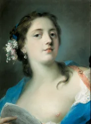 Die Sängerin Faustina Bordoni (1700-1781) mit einem Notenblatt