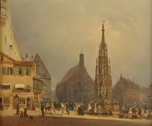 Der schöne Brunnen vor der Frauenkirche in Nürnberg