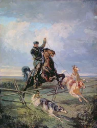 Jäger mit den Borzois, 1872