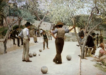 "Le jeu de boules" Gemälde von Ruggero Focardi (1864-1934) Privatsammlung