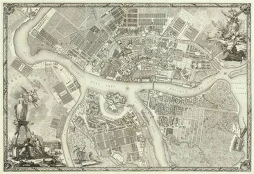 Karte von Petersburg Buch zum 50. Jahrestag der Gründung von St. Petersburg, 1753