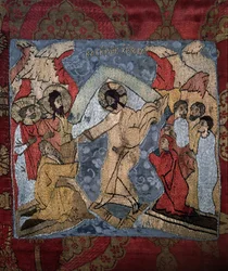 Der Abstieg in die Hölle (Detail eines Leichentuchs), 15. Jahrhundert