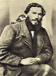Selbstporträt von Leo Tolstoi (1828-1910) in Jasnaja Poljana (Russland). Fotografie