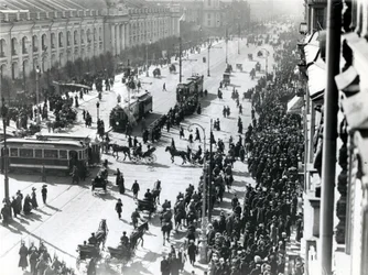 Demonstration in St. Petersburg gegen das Lena-Massaker in Sibirien, April 1912