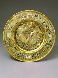 Teller im Besitz von Zar Alexei Michailowitsch Romanow (1629-1676) ca.1675 (Gold & Emaille)
