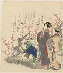 Figuren am Teich mit Blüten