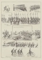Skizzen beim Militärturnier in der Agricultural Hall, Islington