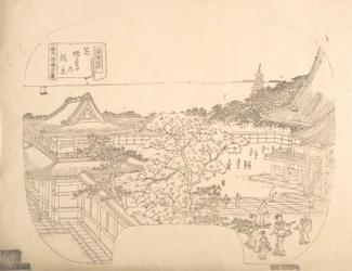 Proof Line-Block Druck für Fächer, 19. Jahrhundert