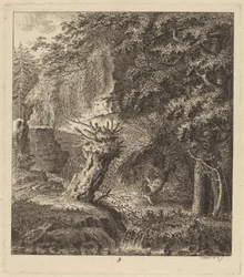 Waldlandschaft mit einem gestutzten Baum