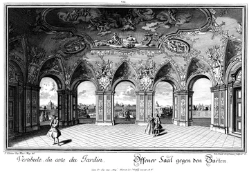 Blick aus der Sala Terrena auf den Garten