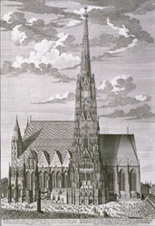Ansicht des Stephansdoms, Wien, graviert von George-Daniel Heumann (1691-1759)