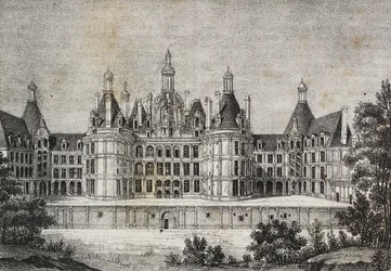 Schloss Chambord, Frankreich, Lithographie von Salvatore Puglia